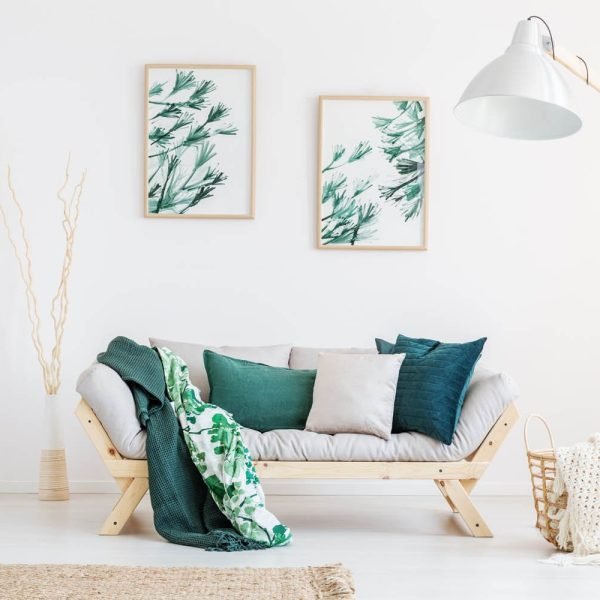 Classic living room interior with a stylish floor lamp and elegant furniture